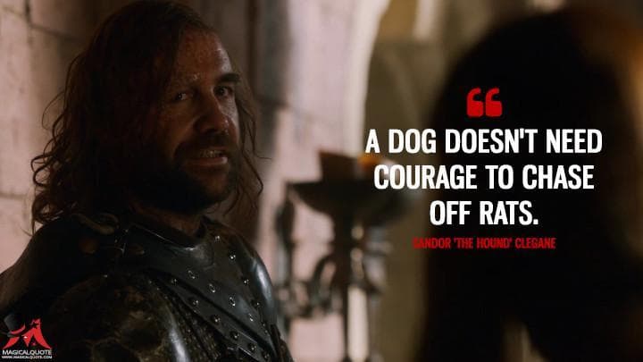 A dog doesn’t need courage to chase off rats.